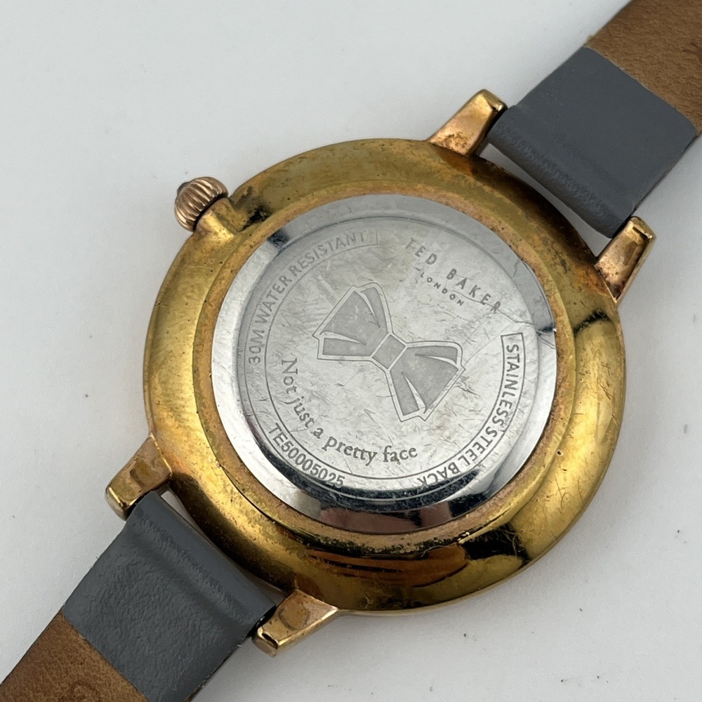 Ted Baker‎ Watch Women 36mm Rose Gold Case Floral Dial Gray Band- New Battery - Picture 8 of 9